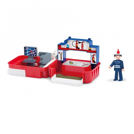 Игровой набор - Пожарная станция с фигуркой пожарного, в чемоданчике 